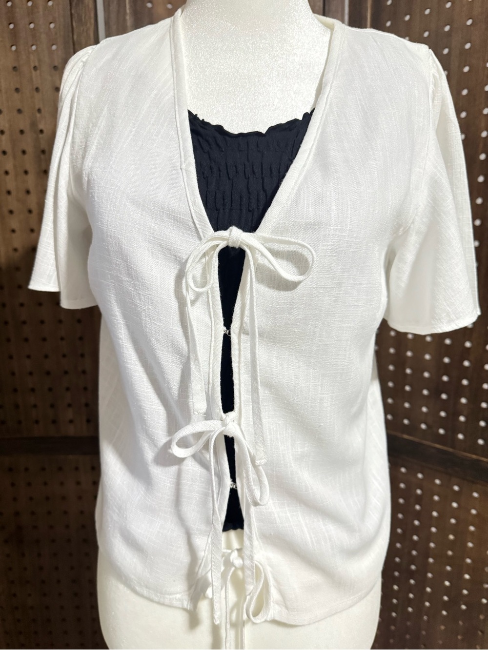 1.State White Tie-Front Women’s Top-XS
